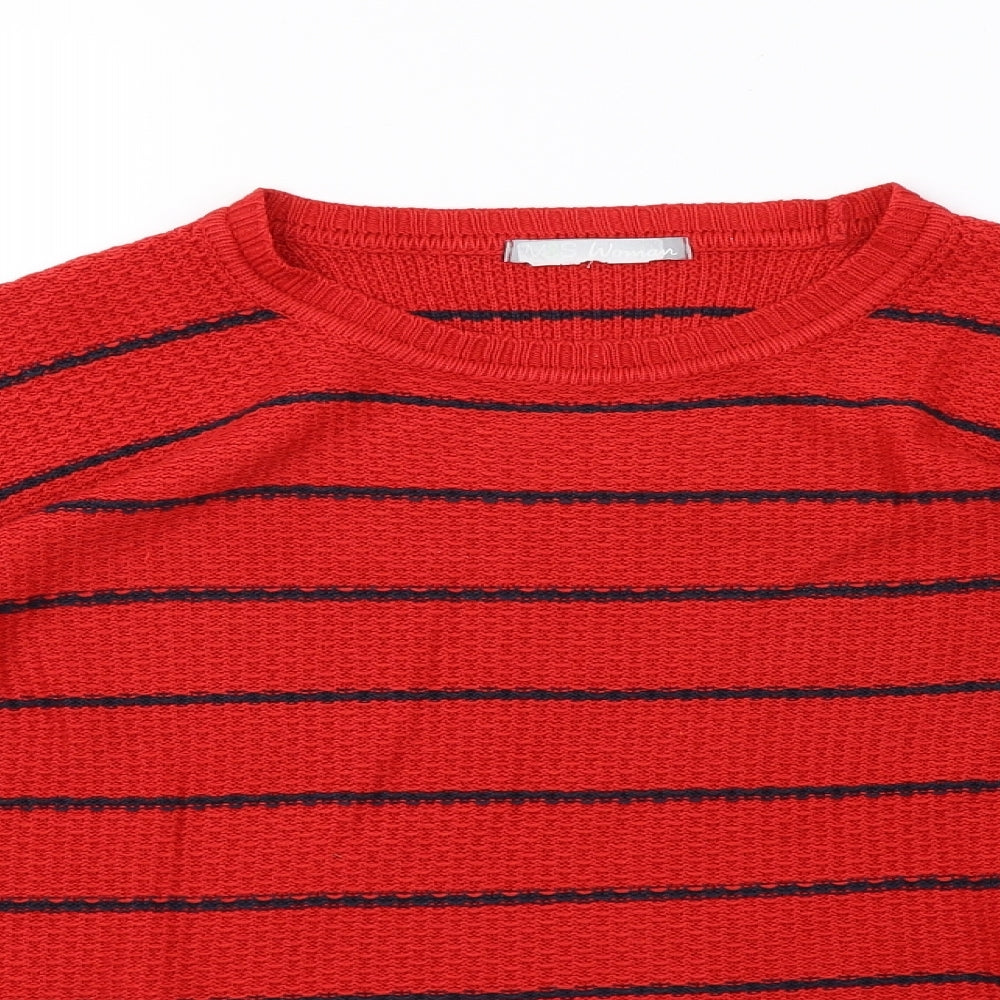 Marks and Spencer Womens Red Striped Knit Pullover Sweatshirt Size 10