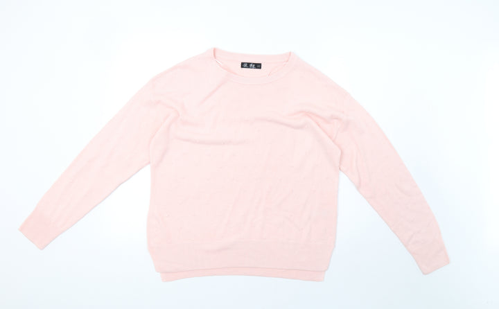 F&F Womens Pink Knit Pullover Sweatshirt Size 10