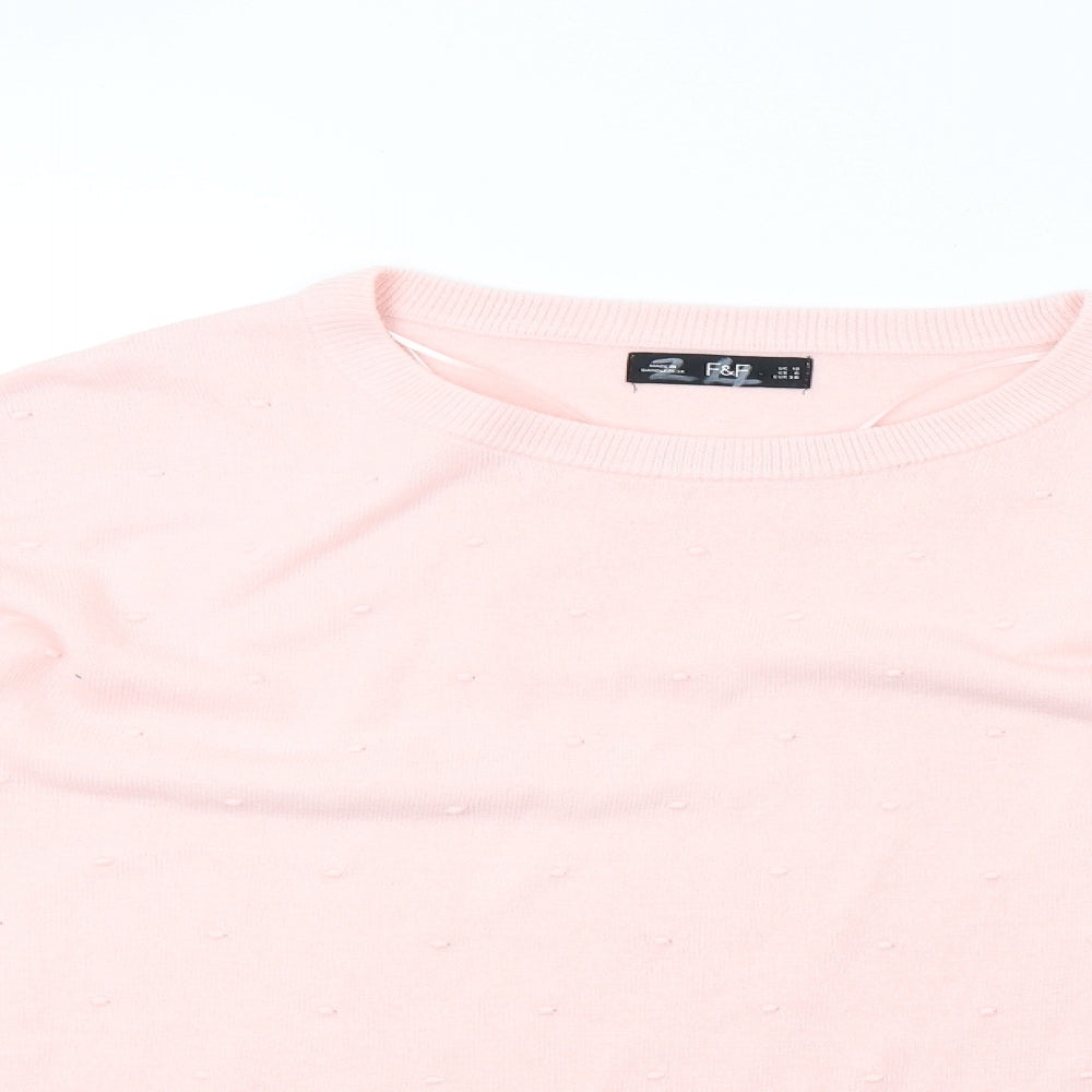 F&F Womens Pink  Knit Pullover Sweatshirt Size 10