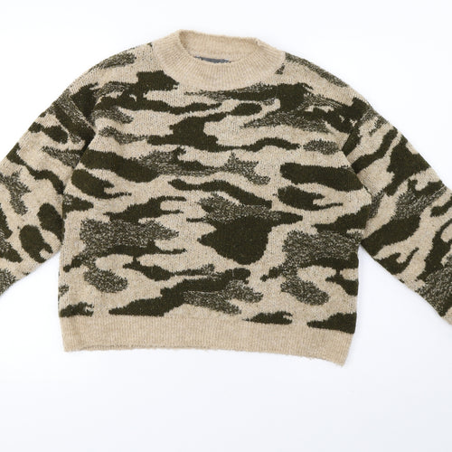 Primark Womens Brown Camouflage Knit Pullover Sweatshirt Size 12