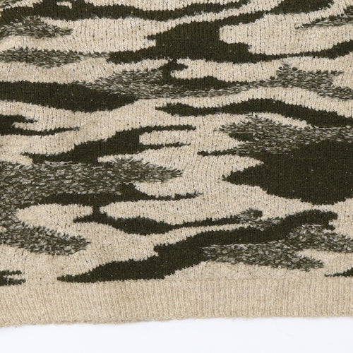 Primark Womens Brown Camouflage Knit Pullover Sweatshirt Size 12