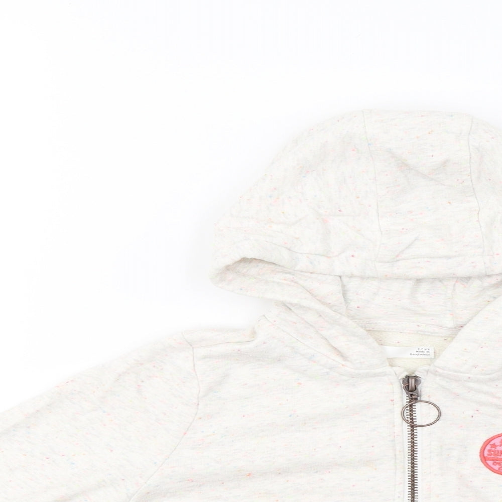 Marks and Spencer Girls White Polka Dot  Full Zip Hoodie Size 6-7 Years