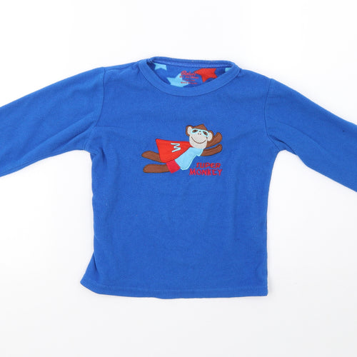 Primark Boys Blue  Fleece  Pyjama Top Size 4-5 Years