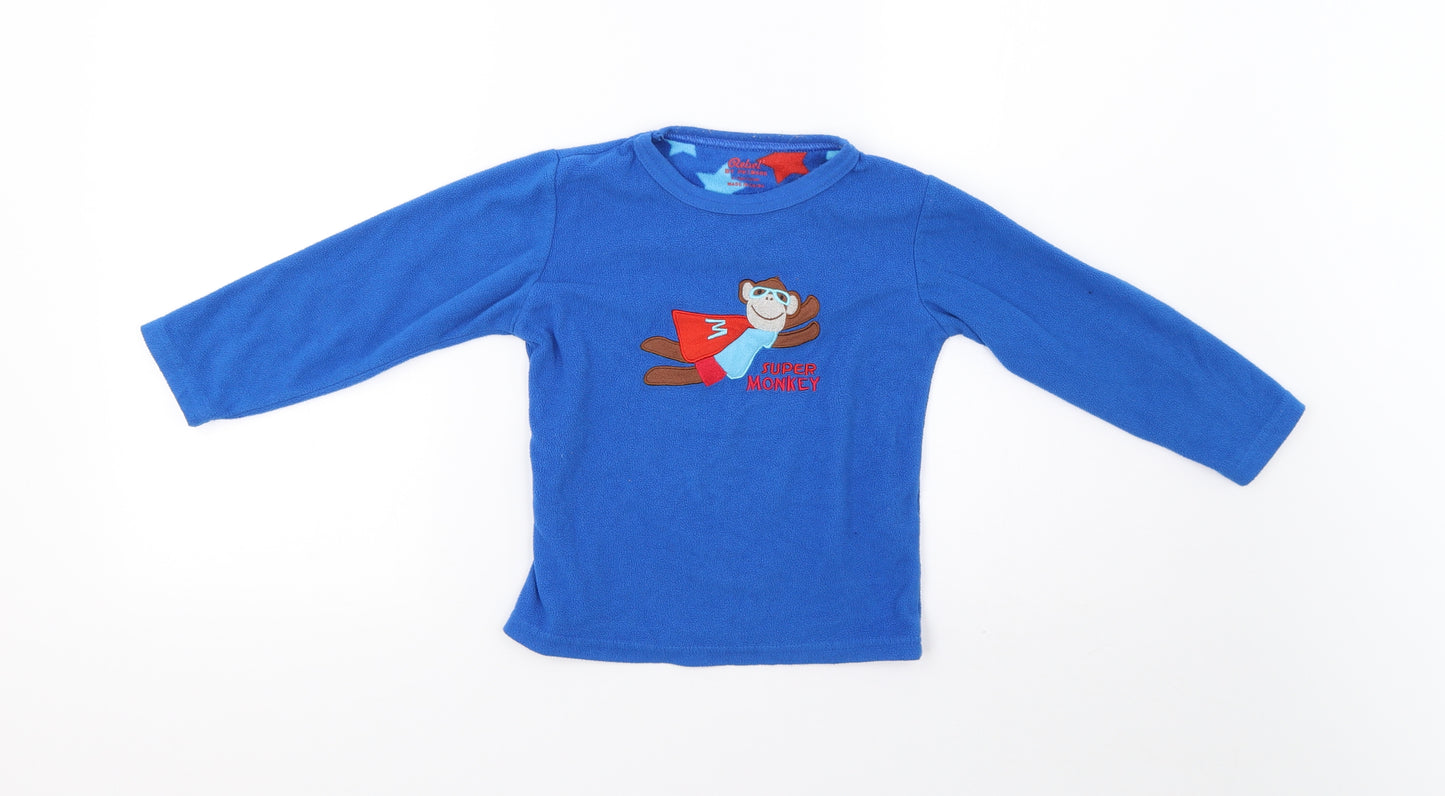 Primark Boys Blue  Fleece  Pyjama Top Size 4-5 Years