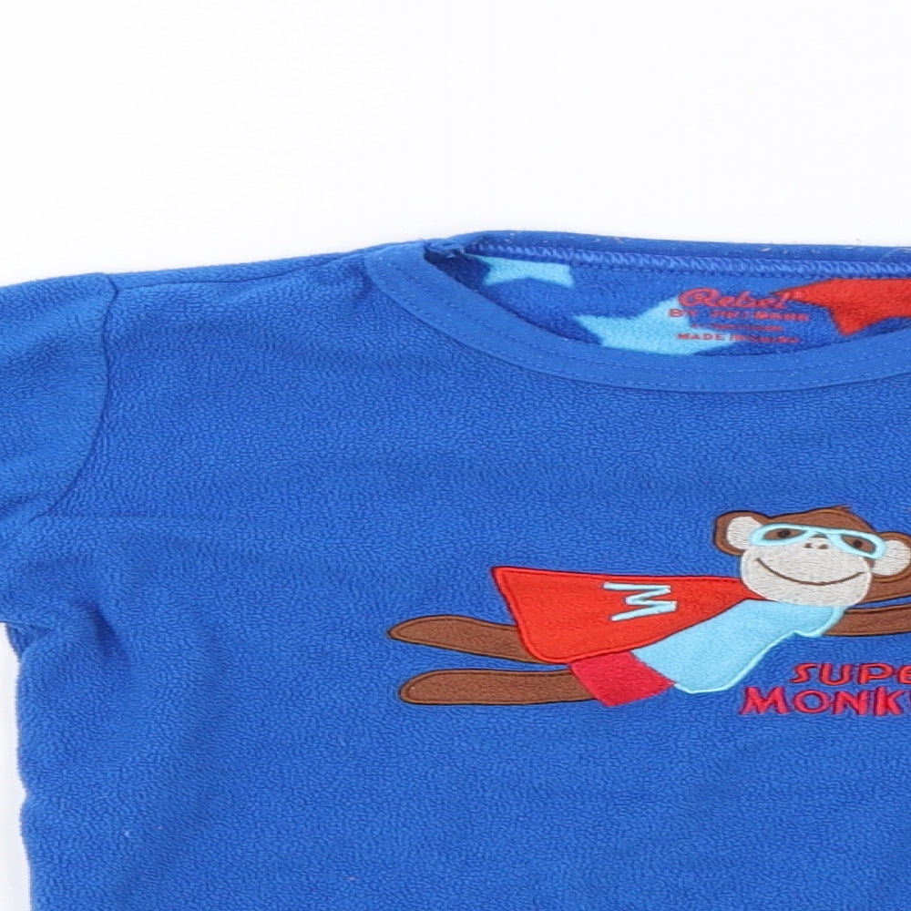 Primark Boys Blue  Fleece  Pyjama Top Size 4-5 Years