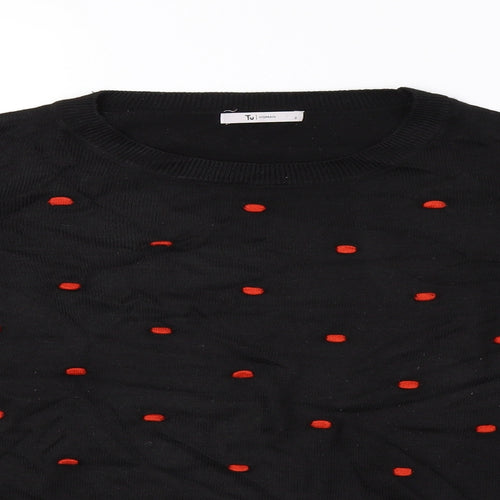 saisnburys Womens Black Polka Dot Knit Pullover Sweatshirt Size 8