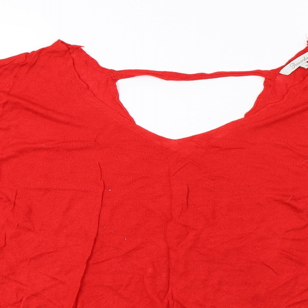 Peacocks Womens Red  Knit Pullover Sweatshirt Size 16