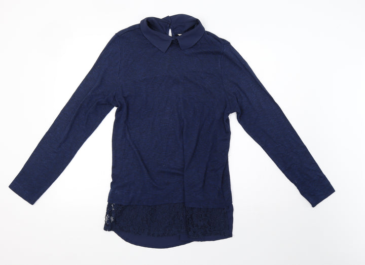 sainsburys Womens Blue Knit Pullover Sweatshirt Size 16