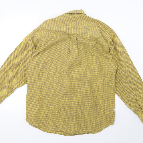 Haggar Mens Yellow Check   Button-Up Size M