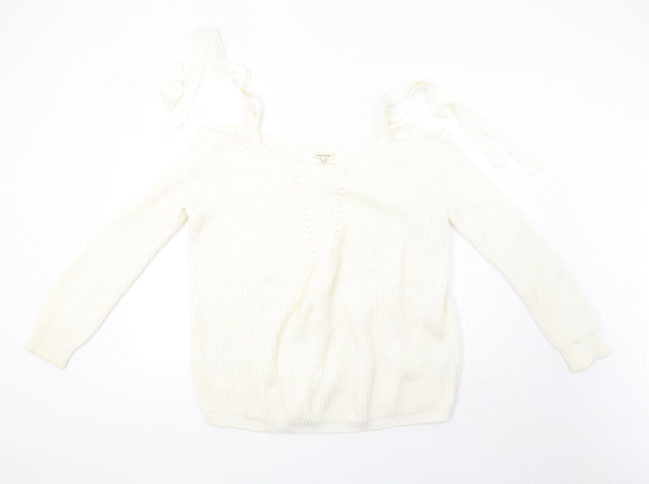 river island  Womens White  Knit Pullover Sweatshirt Size 10