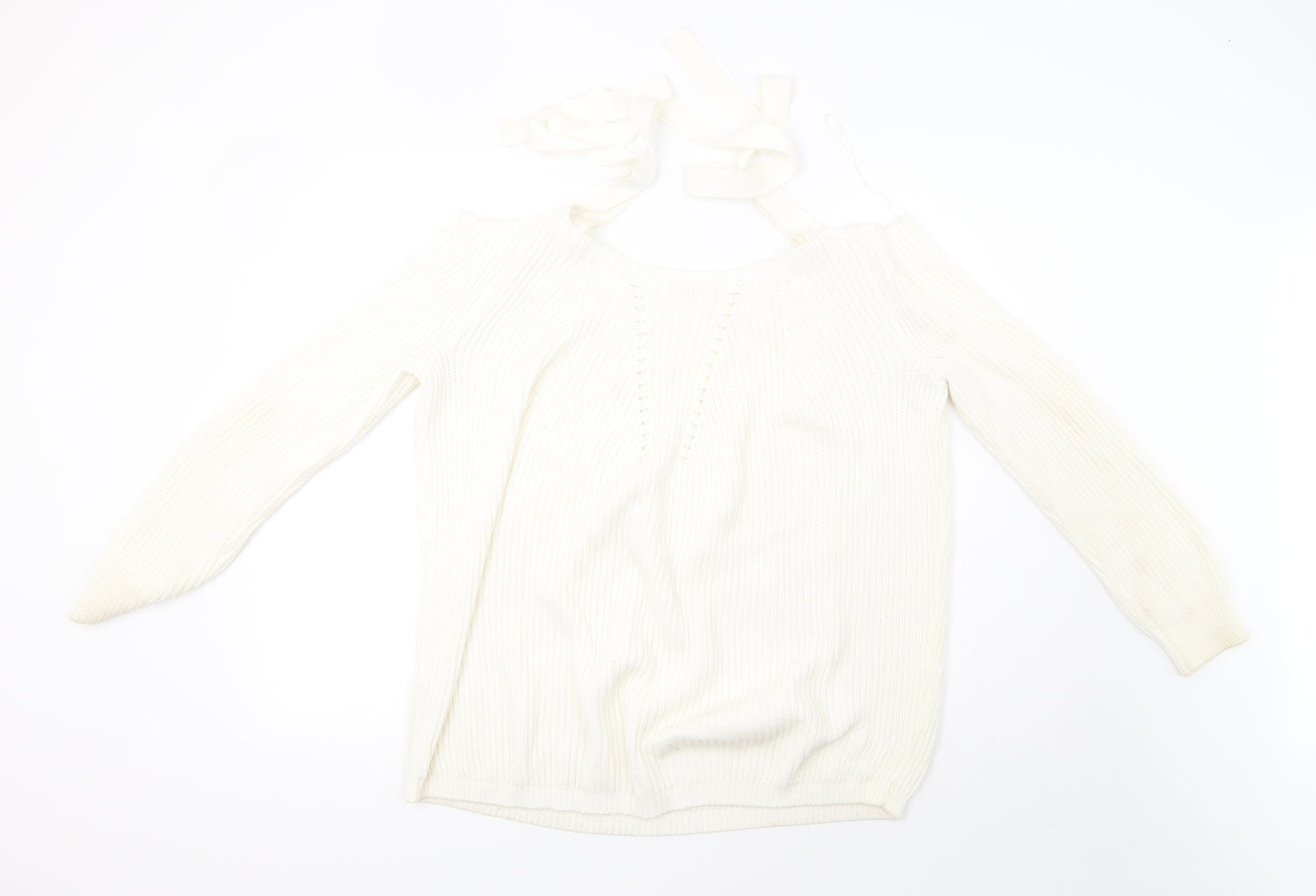 river island  Womens White  Knit Pullover Sweatshirt Size 10