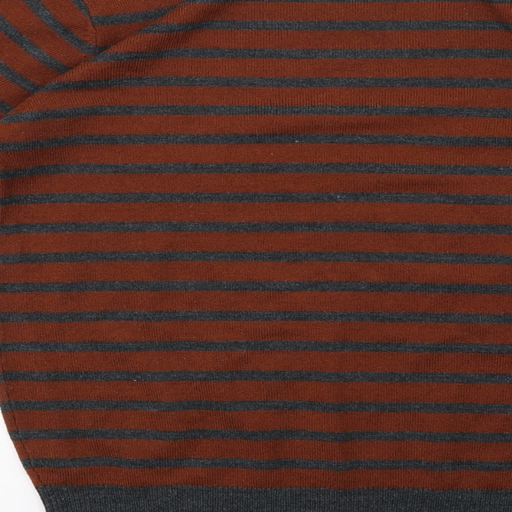 Cedar Wood State Mens Brown Striped Knit Pullover Sweatshirt Size XS