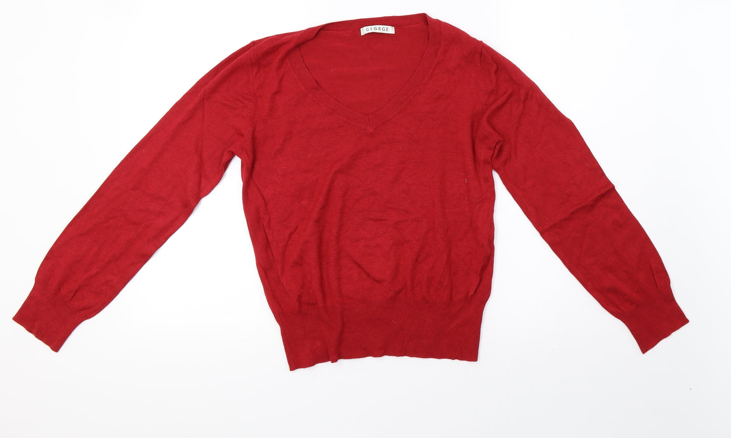 George Womens Red  Knit Pullover Sweatshirt Size 14