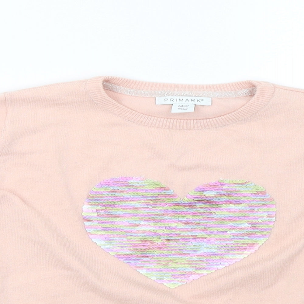 Primark Girls Pink   Pullover Sweatshirt Size 7-8 Years
