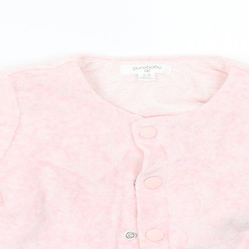 Pure Baby Girls Pink  Fleece Basic Coat Coat Size 3-6 Months