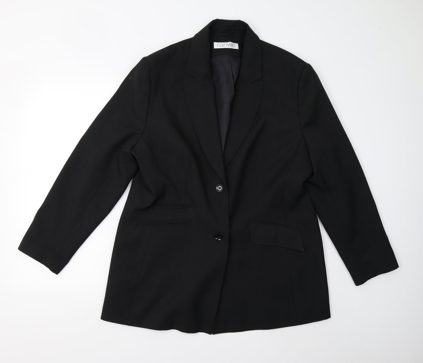 Canvas Womens Black   Jacket Suit Jacket Size 20