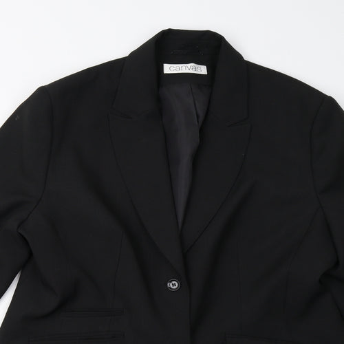 Canvas Womens Black   Jacket Suit Jacket Size 20