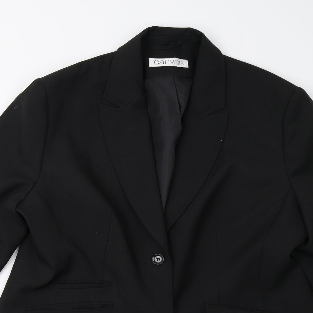 Canvas Womens Black   Jacket Suit Jacket Size 20