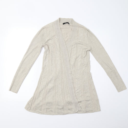 BM Collection Womens Beige  Knit Cardigan Jumper Size XS