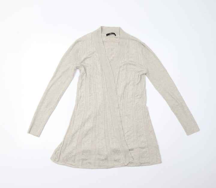 BM Collection Womens Beige Knit Cardigan Jumper Size XS