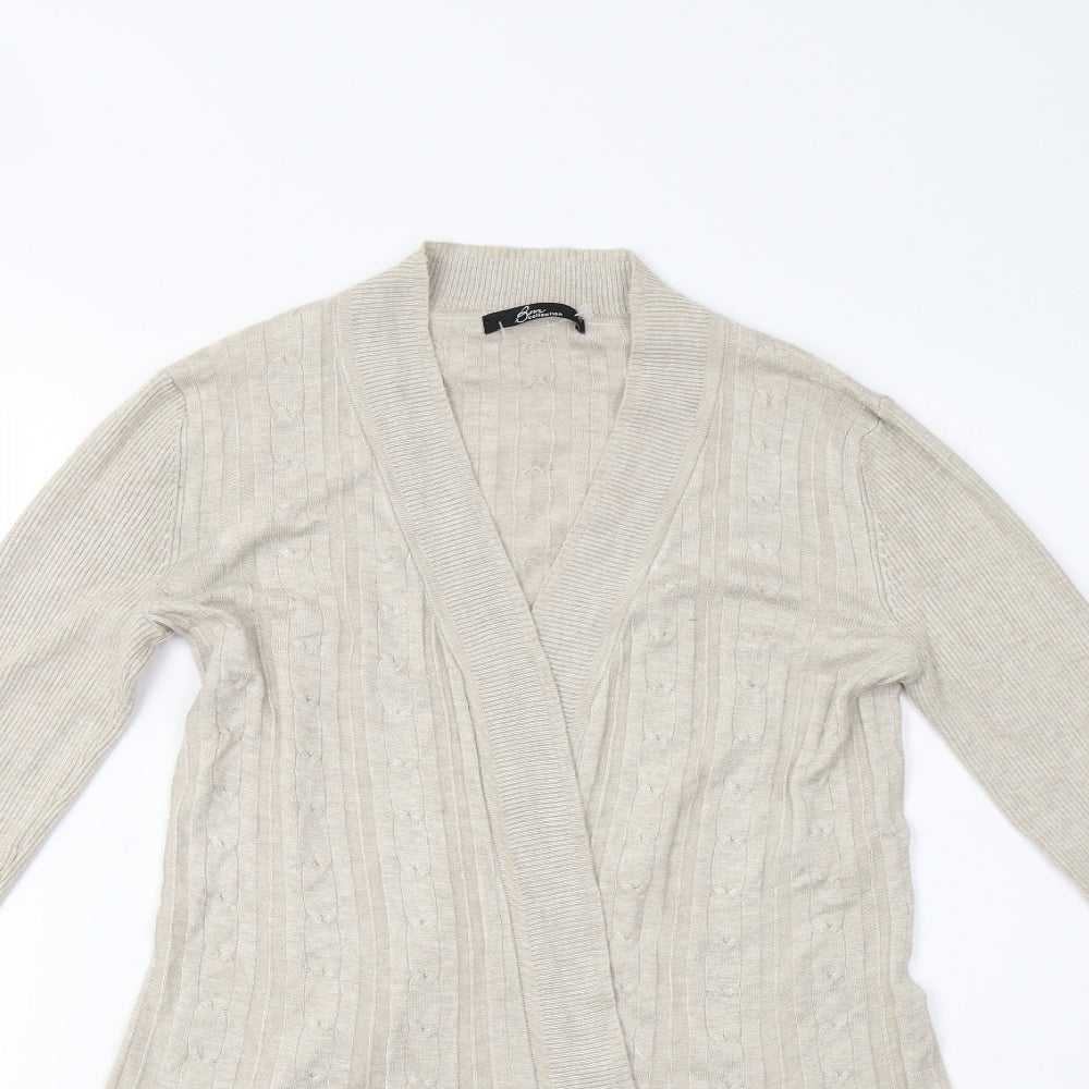 BM Collection Womens Beige  Knit Cardigan Jumper Size XS