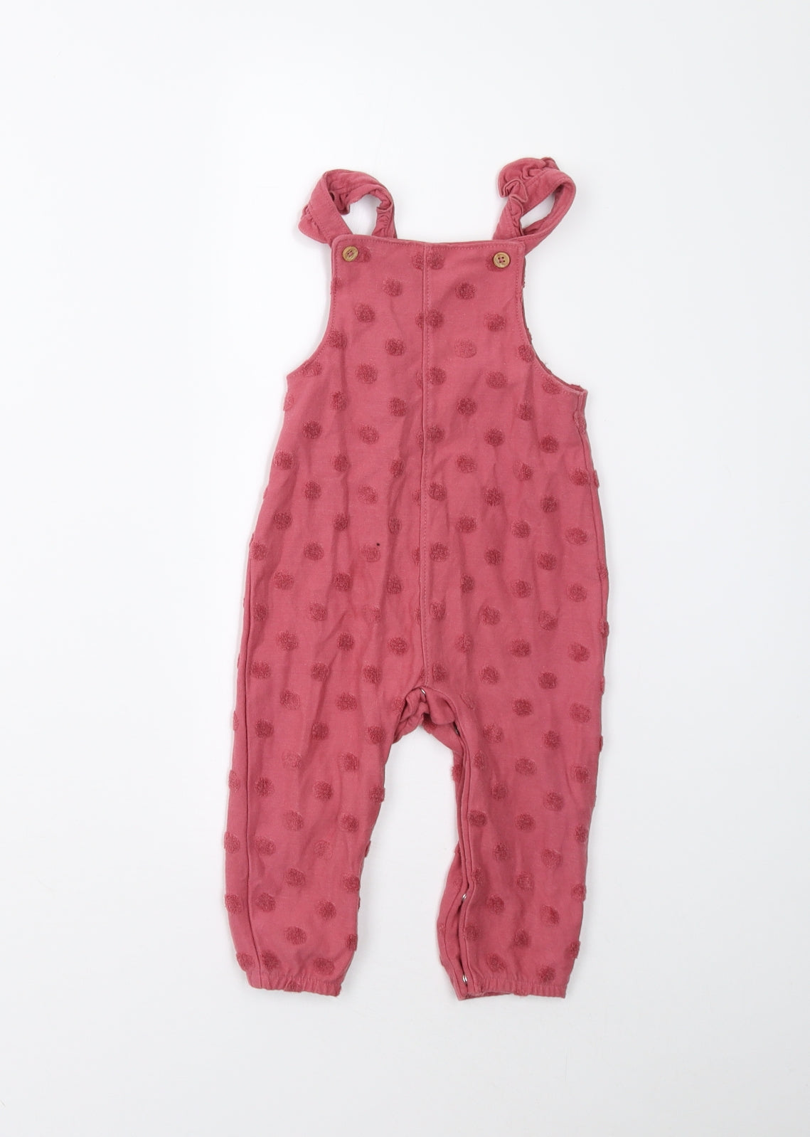 F&F Baby Pink Polka Dot  Dungaree One-Piece Size 9-12 Months