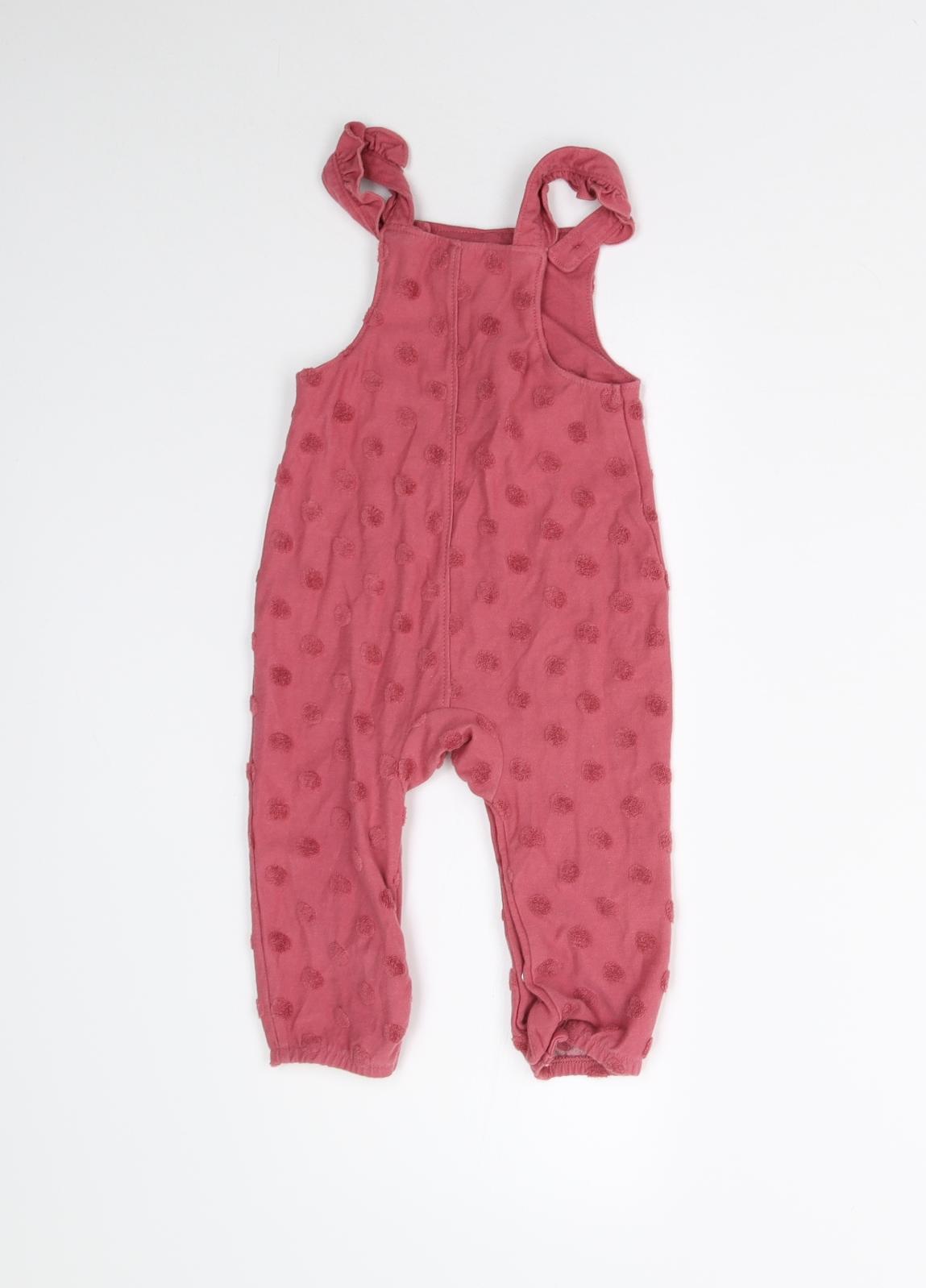 F&F Baby Pink Polka Dot  Dungaree One-Piece Size 9-12 Months
