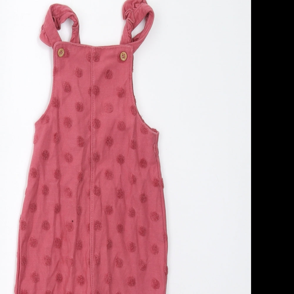 F&F Baby Pink Polka Dot  Dungaree One-Piece Size 9-12 Months