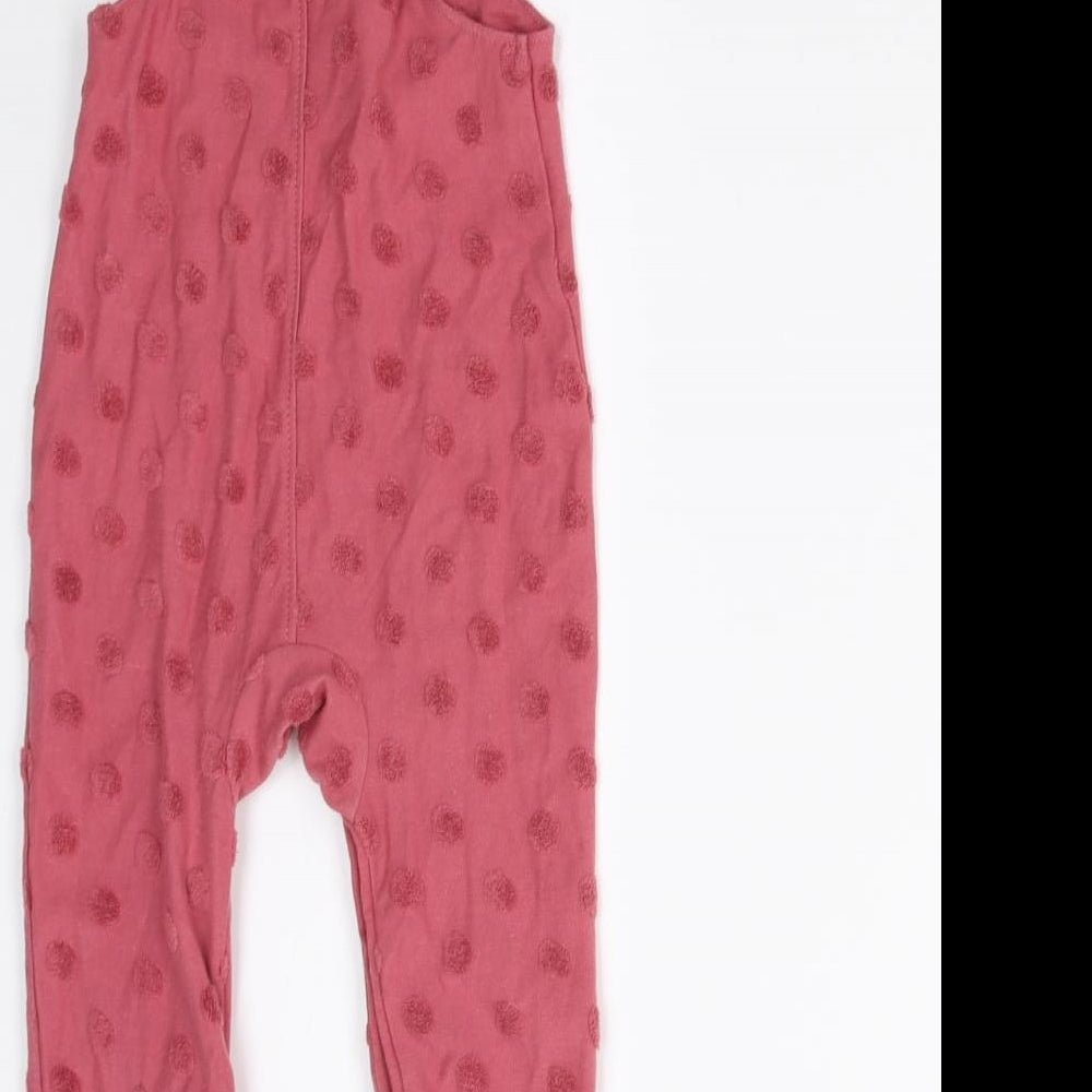 F&F Baby Pink Polka Dot  Dungaree One-Piece Size 9-12 Months