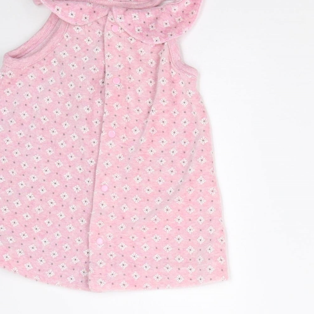 Kanz Girls Pink Geometric  Pinafore/Dungaree Dress  Size 3-6 Months