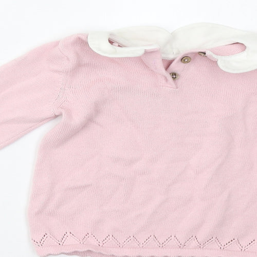 TU Girls Pink  Knit Pullover Jumper Size 9-12 Months  - Dog