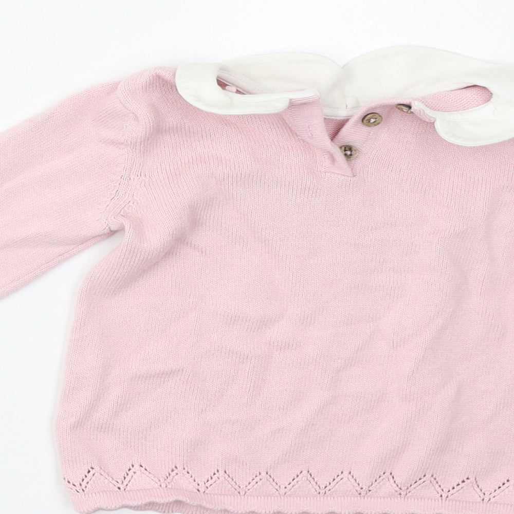 TU Girls Pink  Knit Pullover Jumper Size 9-12 Months  - Dog