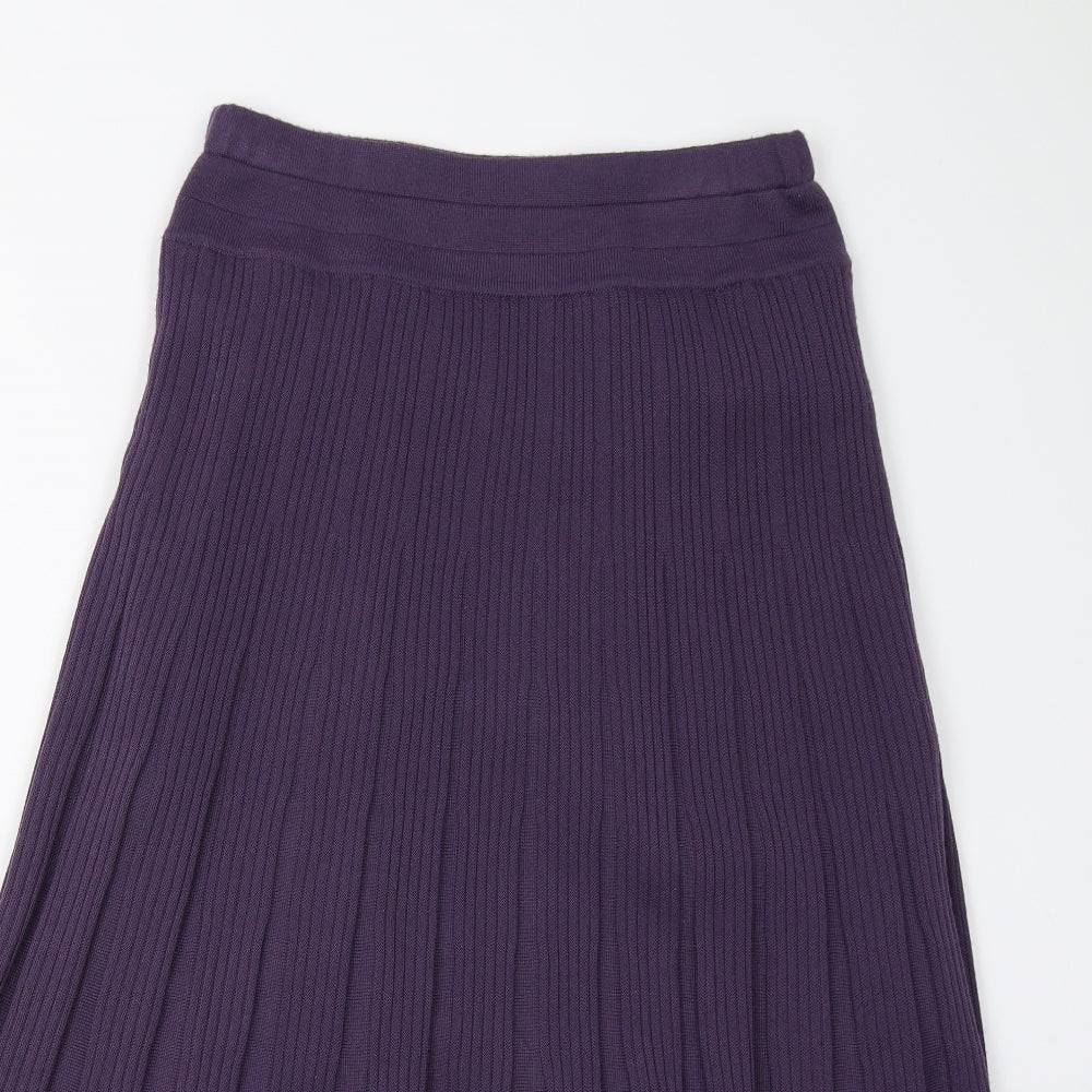 Preworn Womens Purple  Knit Pleated Skirt Size 12