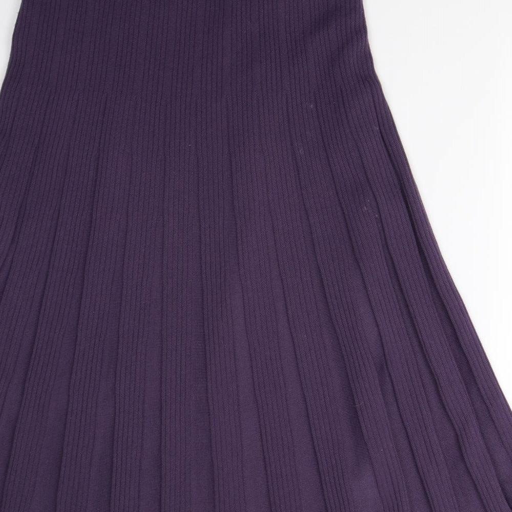 Preworn Womens Purple  Knit Pleated Skirt Size 12
