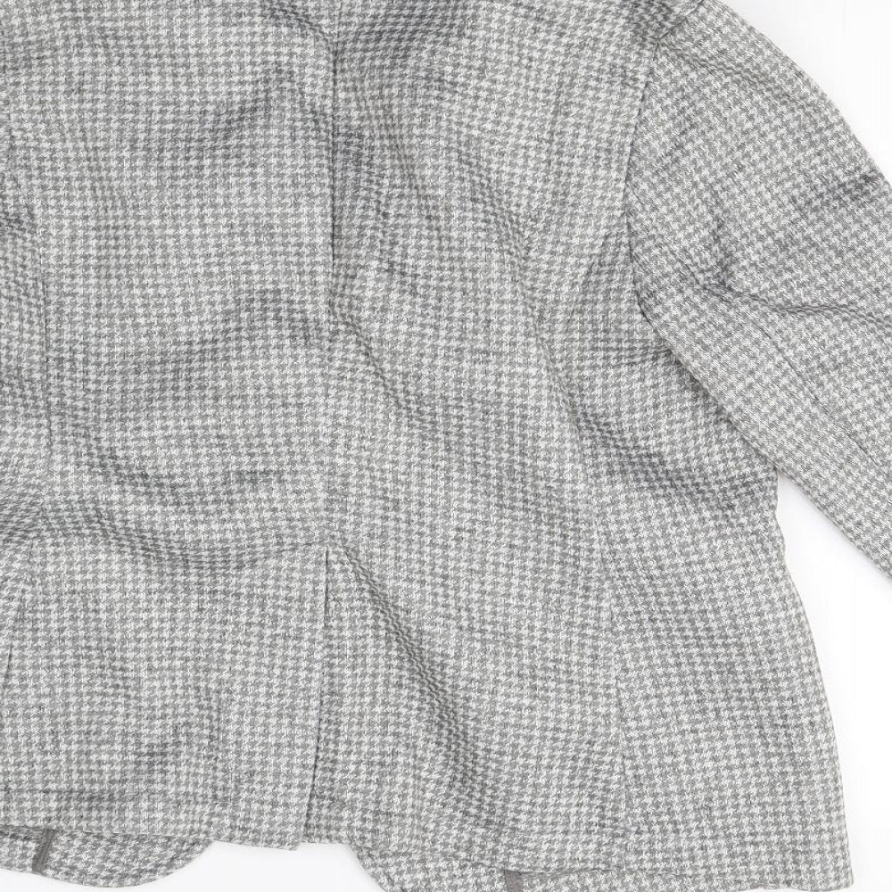 Land's  Womens Grey Houndstooth  Jacket Blazer Size M