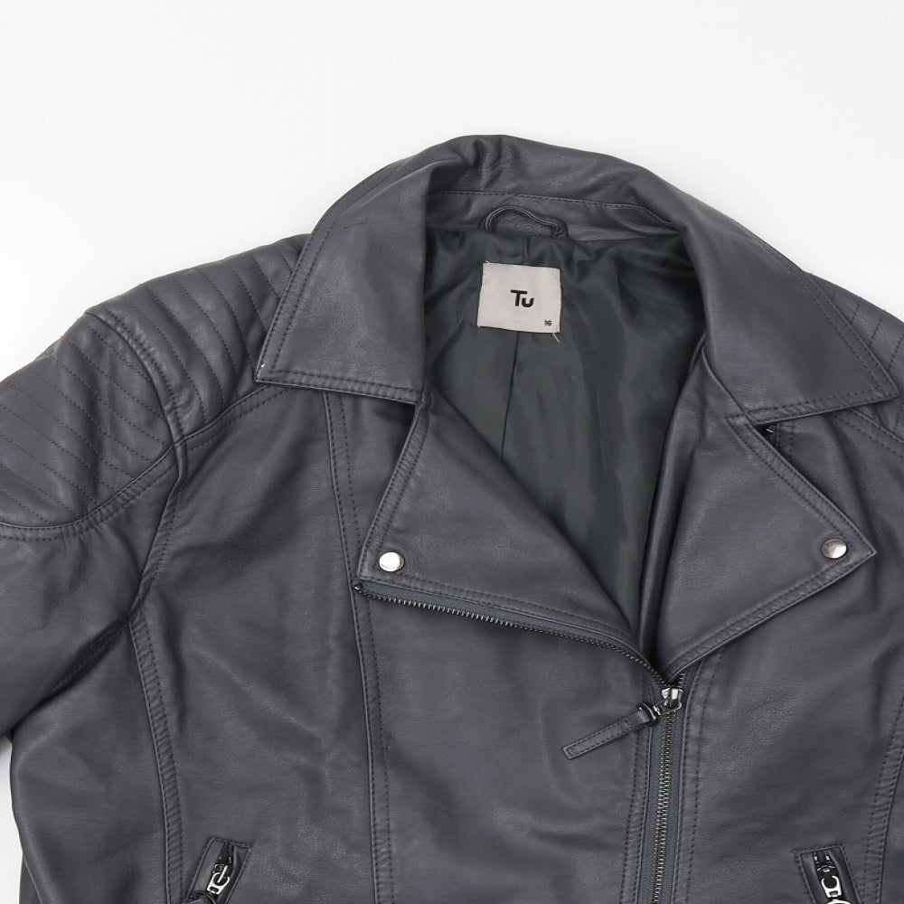 TU Womens Grey   Biker Jacket Size 16