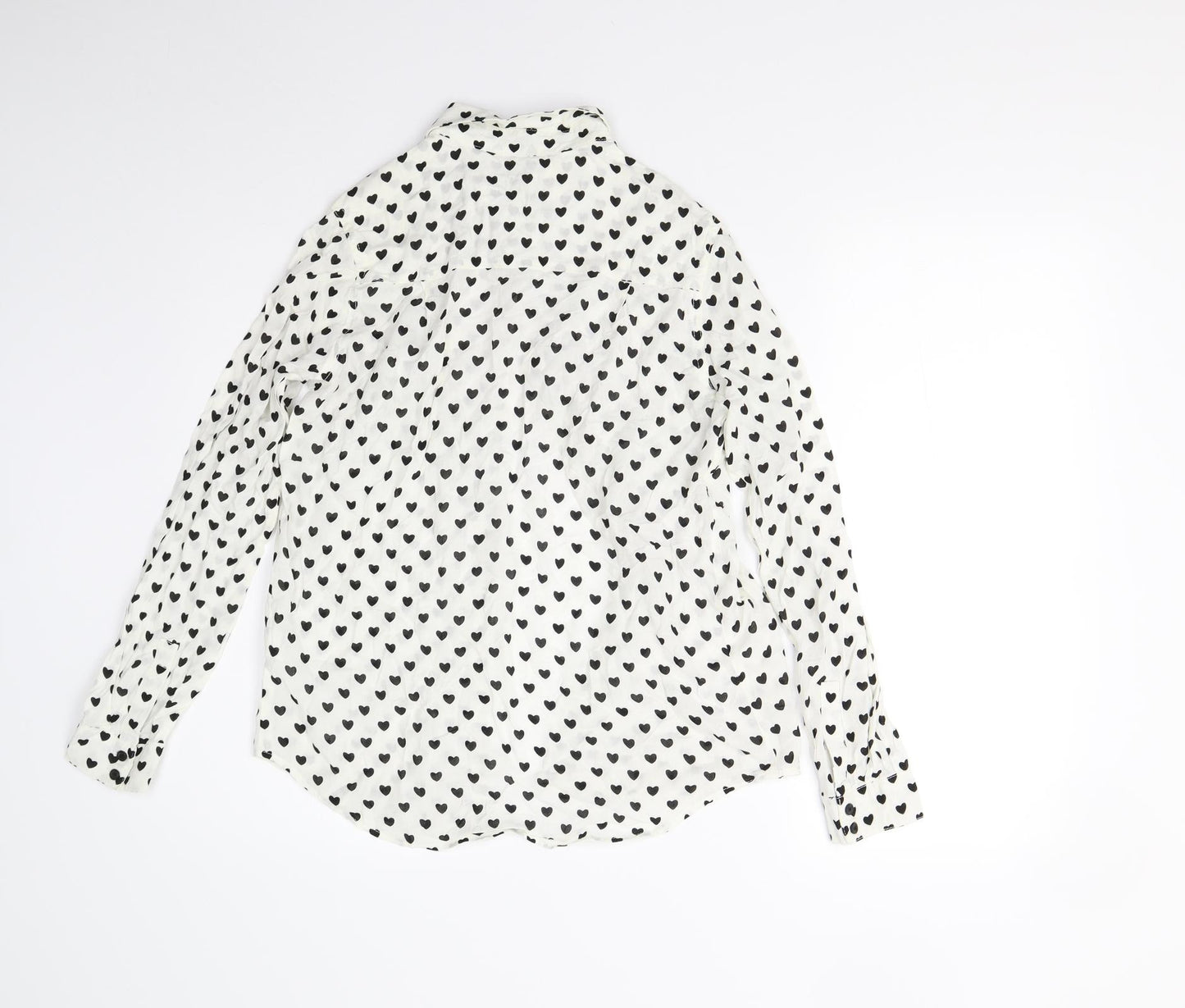 New Look Womens White Geometric  Basic Button-Up Size 6