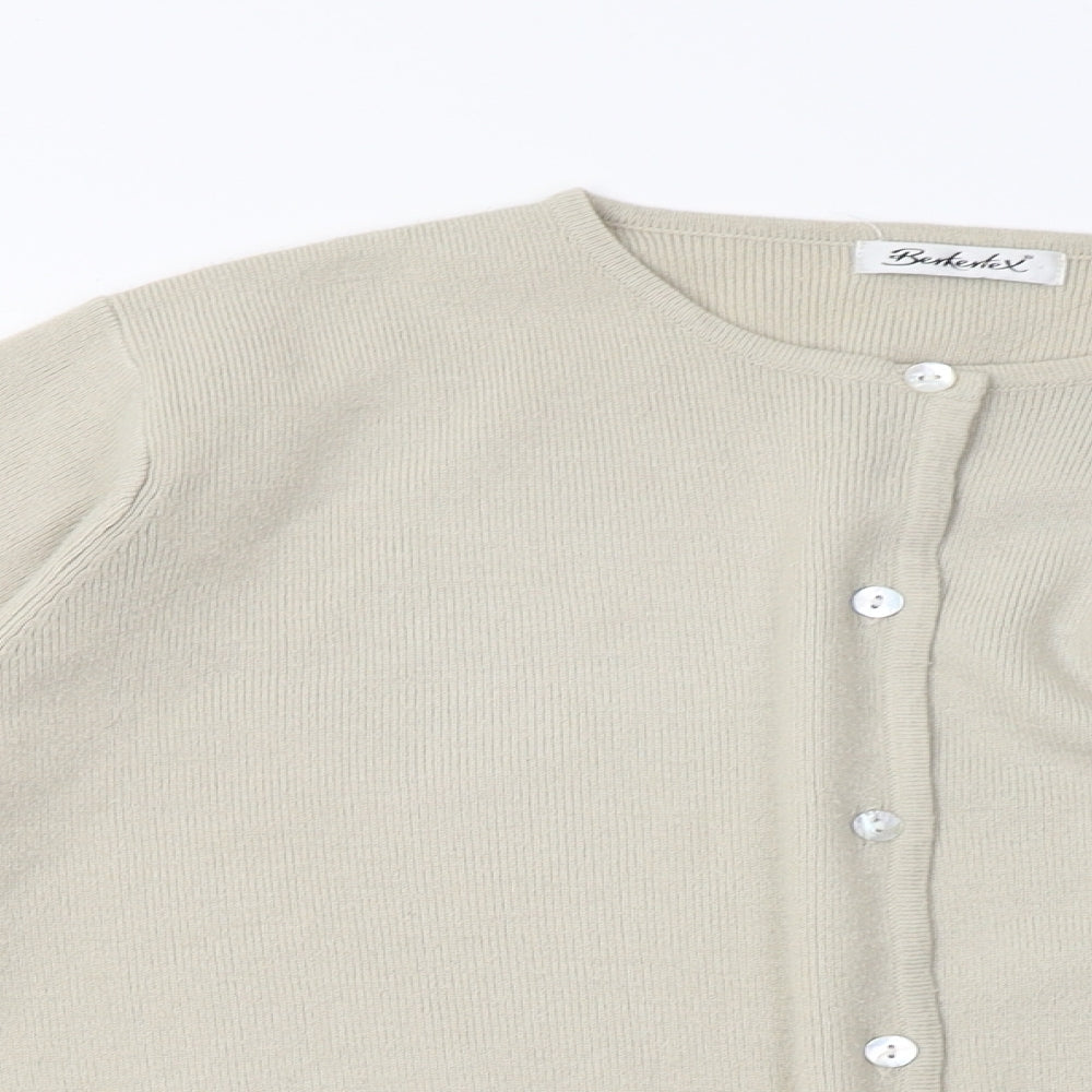 Berkertex Womens Beige  Knit Cardigan Jumper Size 10