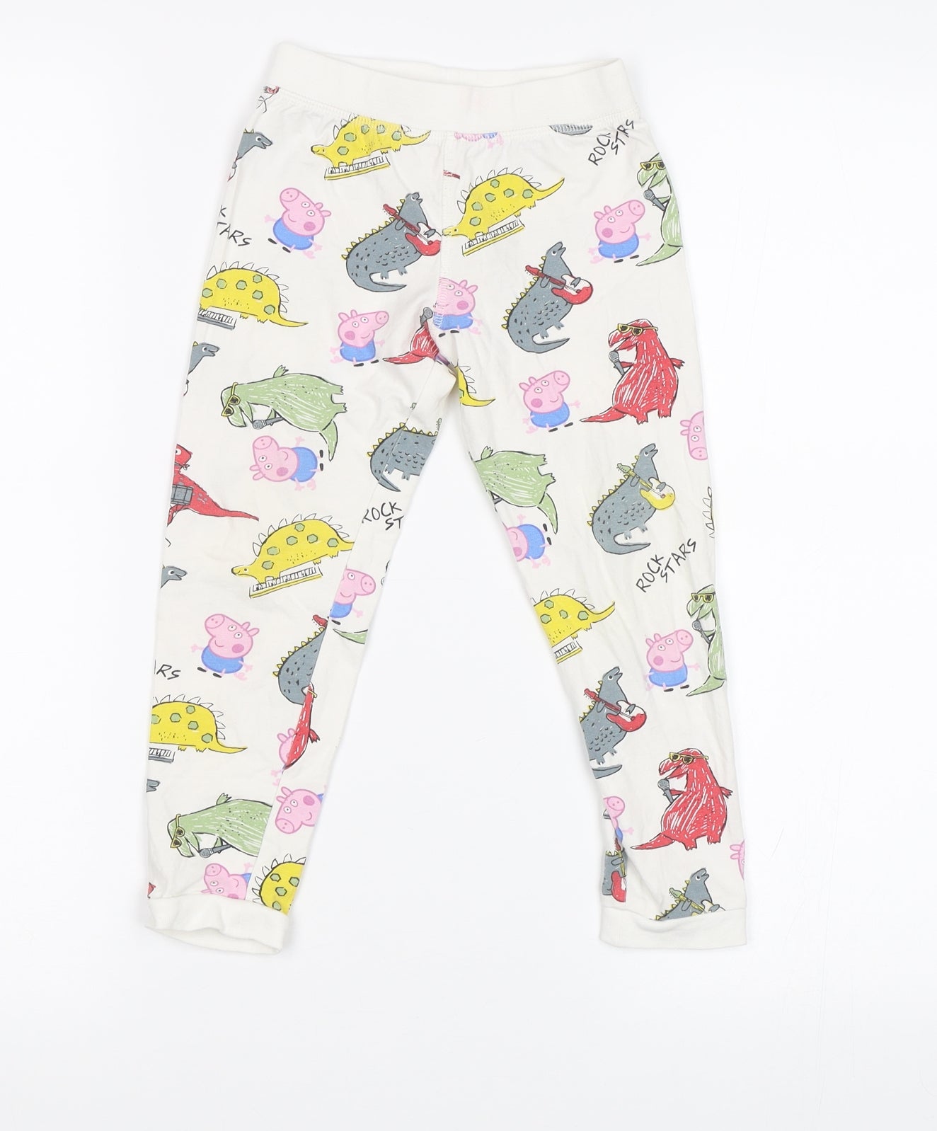 M&S Girls White Geometric   Pyjama Pants Size 3-4 Years  - Peppa Pig