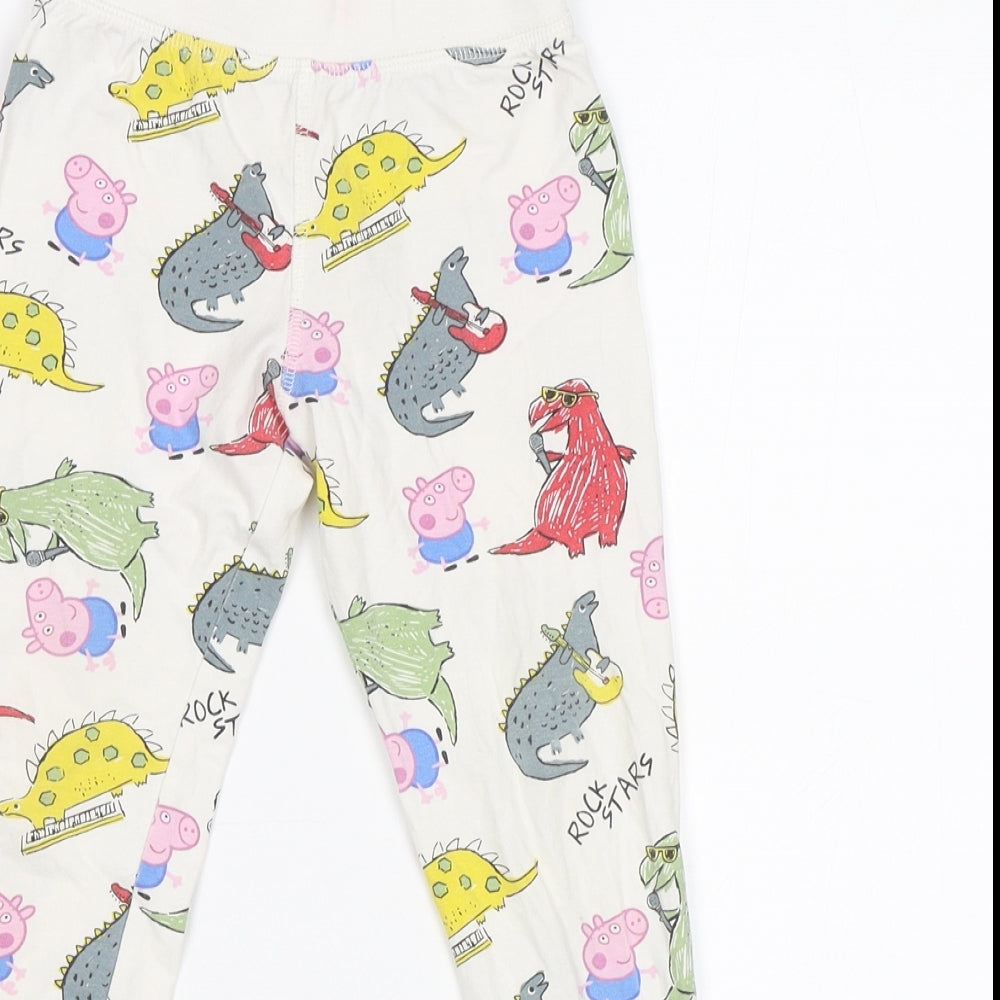 M&S Girls White Geometric   Pyjama Pants Size 3-4 Years  - Peppa Pig