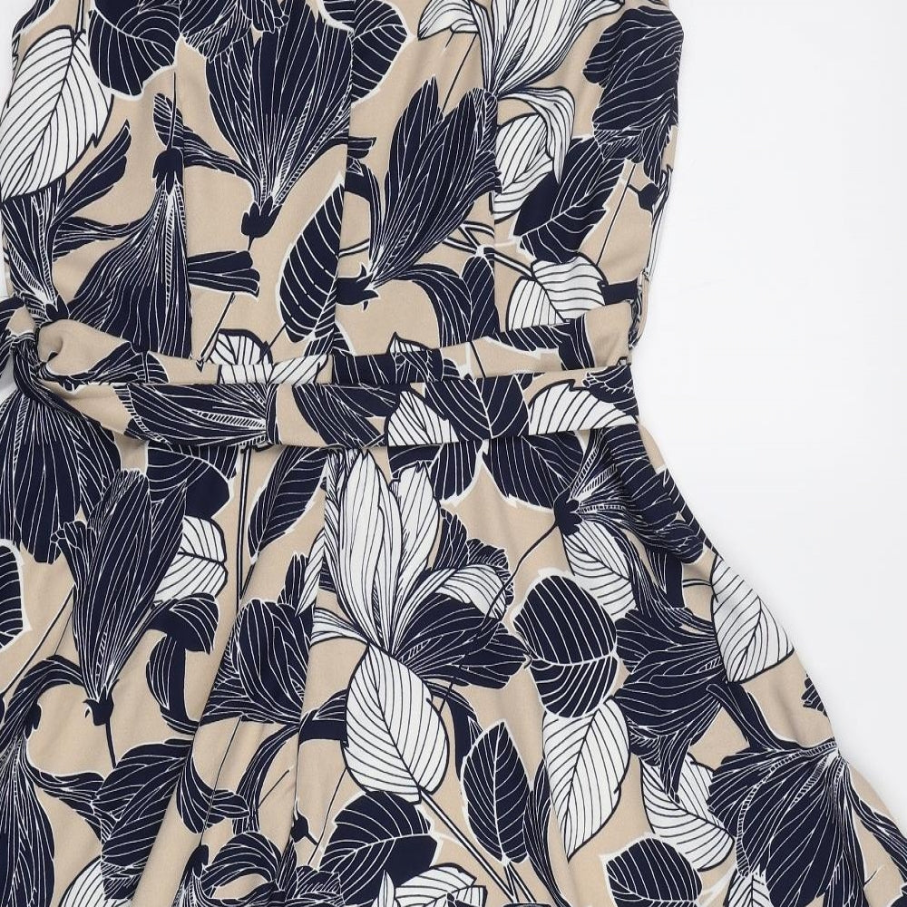 Mela London Womens Blue Floral  Fit & Flare  Size 14