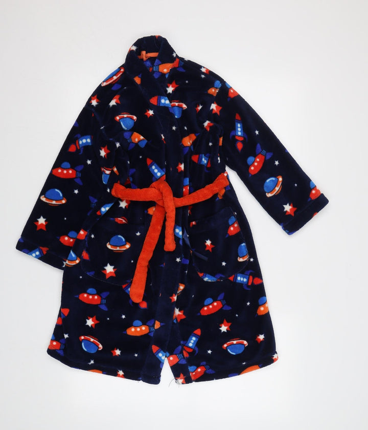 M&S Girls Blue Geometric Kimono Pyjama Top Size 7-8 Years - Space