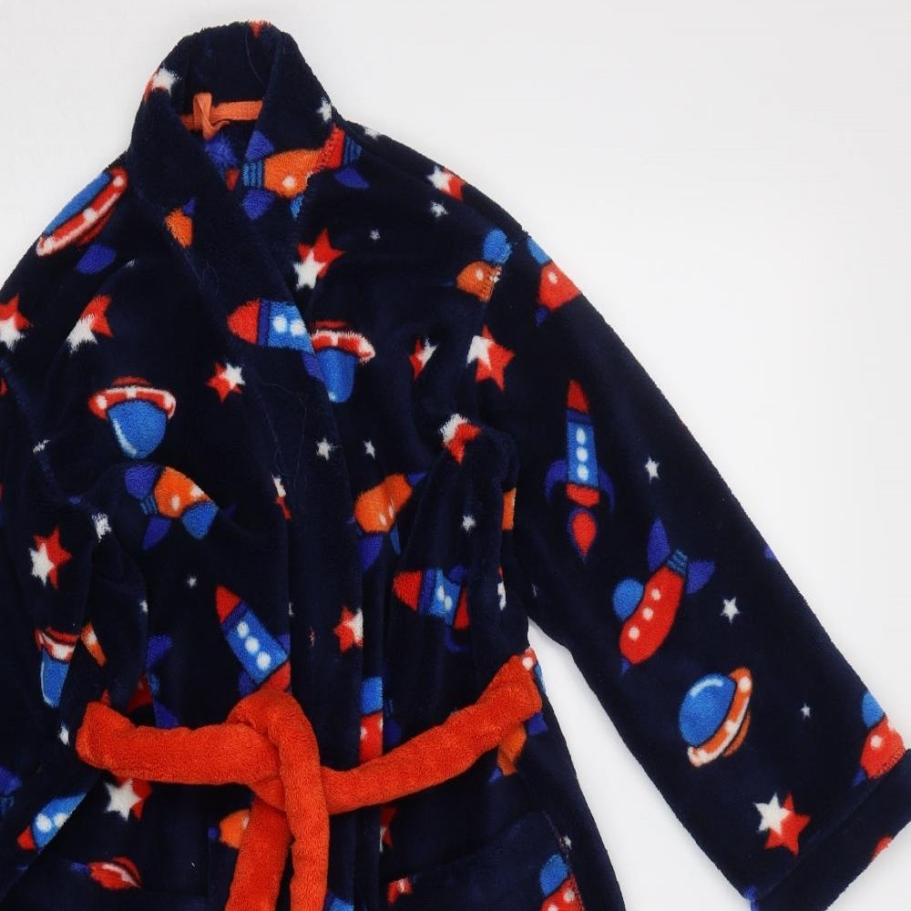 M&S Girls Blue Geometric  Kimono Pyjama Top Size 7-8 Years  - Space