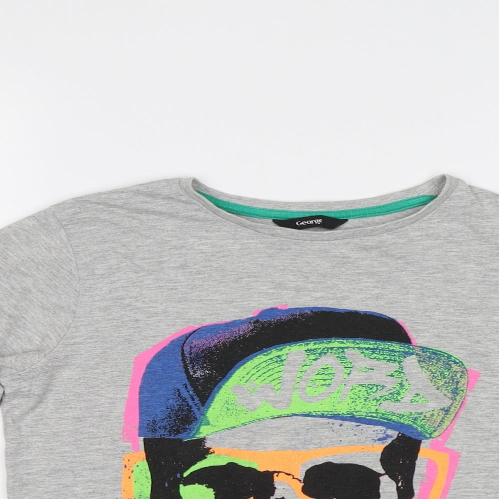 George Boys Grey   Basic T-Shirt Size 9-10 Years  - Skull