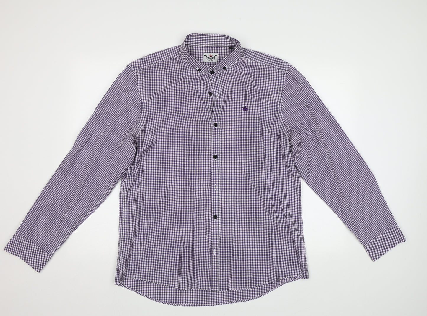 River Island Mens Purple Check   Button-Up Size XL