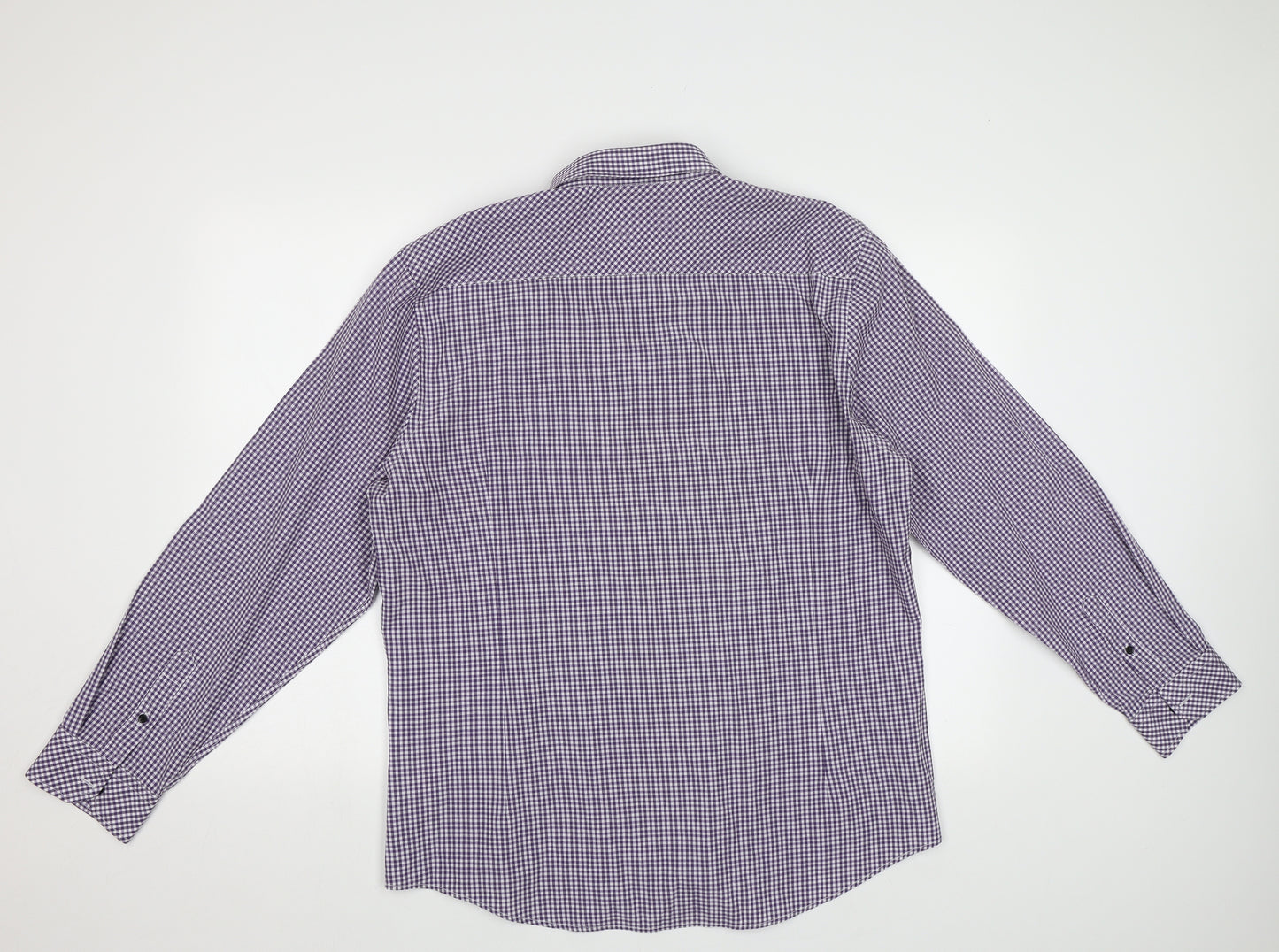 River Island Mens Purple Check   Button-Up Size XL