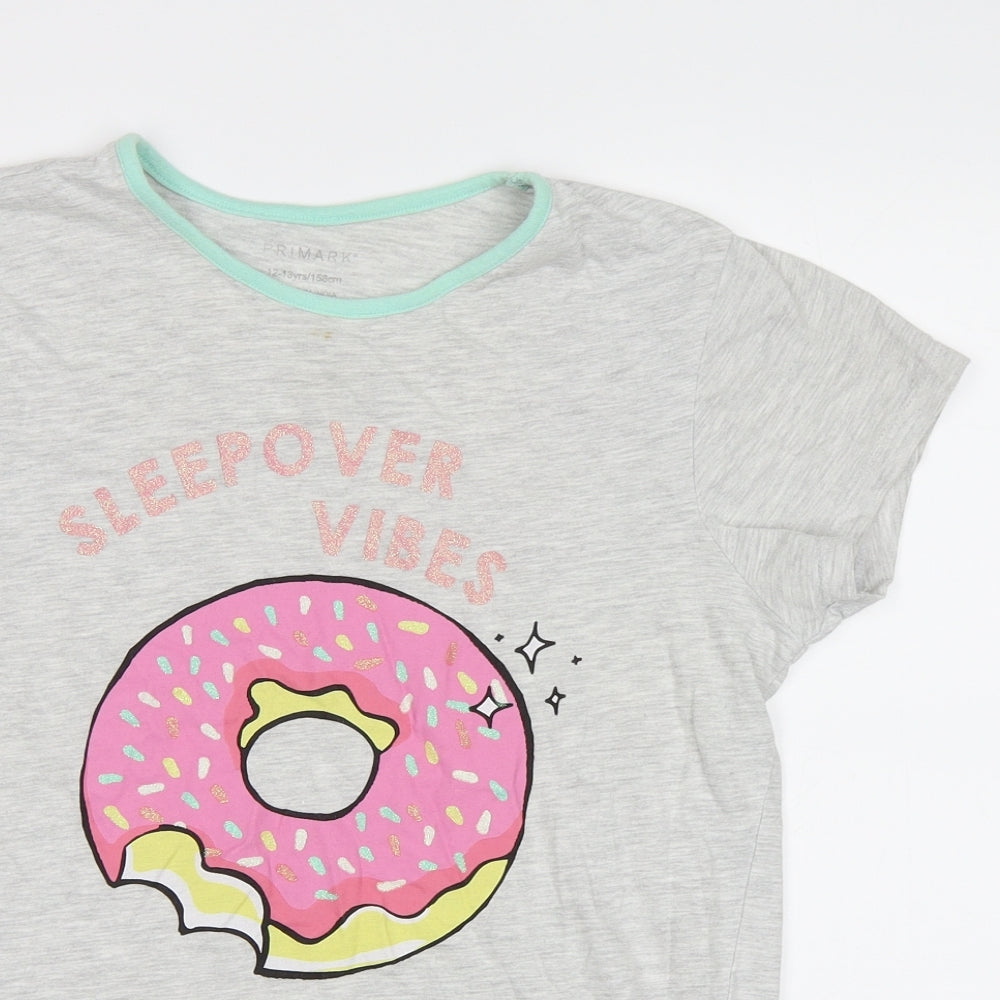 Primark Girls Grey   Basic Polo Size 12 Years  - Donut