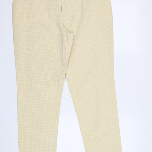 Classic Label Womens Yellow Check Denim Trousers  Size 12 L28 in