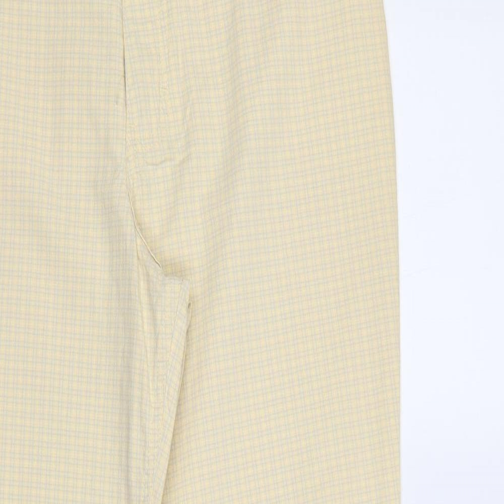Classic Label Womens Yellow Check Denim Trousers  Size 12 L28 in