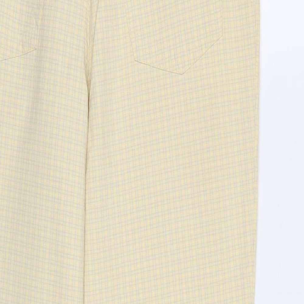 Classic Label Womens Yellow Check Denim Trousers  Size 12 L28 in